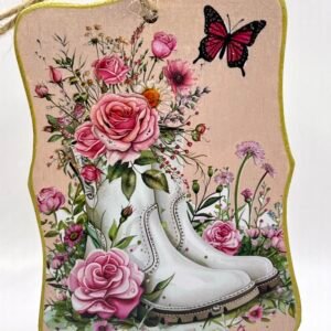 Boots & Blooms Chunky Wood Ornament